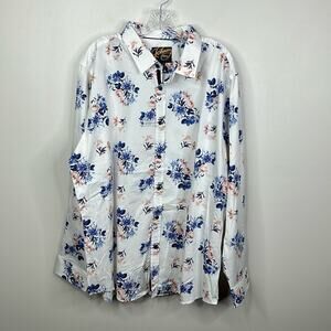 Johnny Bigg William Floral Stretch Button Up Shirt Pink Big & Tall 5XL NWT